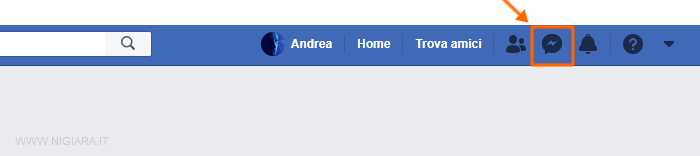 clicca sull'icona di Facebook Messenger in alto a destra