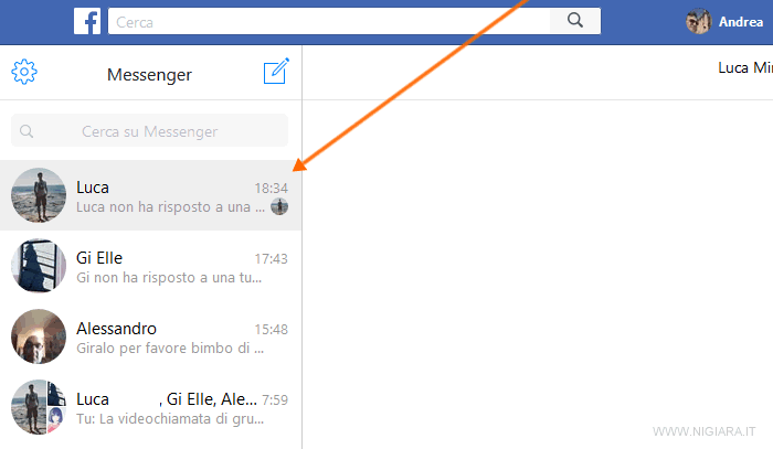 seleziona il contatto da chiamare