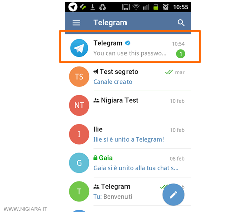 devi aprire il messaggio spedito da Telegram