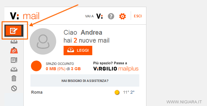 Come inviare una email con Virgilio Mail