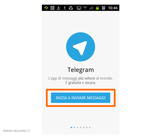 it begins the procedure of first registration with Telegram