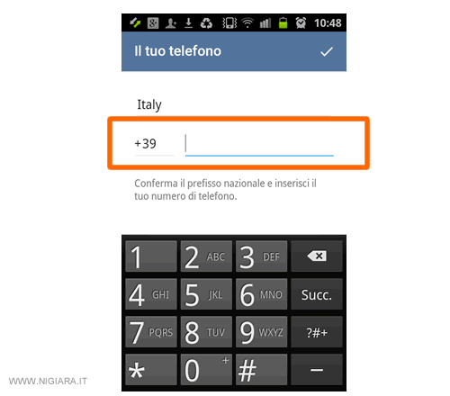 indicates the mobile phone number to be used on Telegram