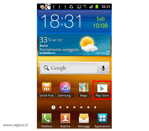 accedi su Google Play Store