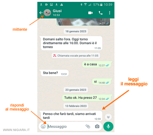 come leggere un messaggio in arrivo su Whatsapp