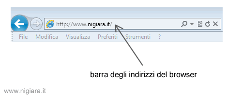 la barra degli indirizzi sul browser del computer client