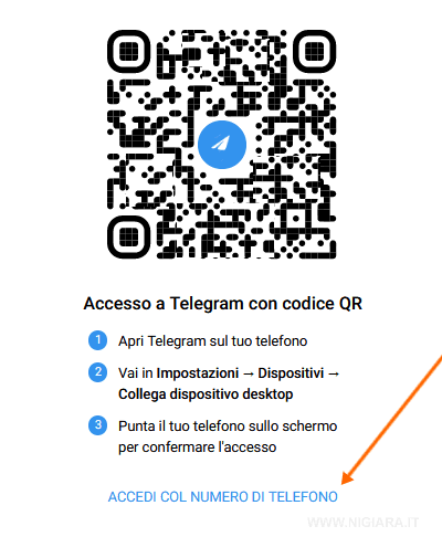 come accedere su Telegram Web tramite messaggio