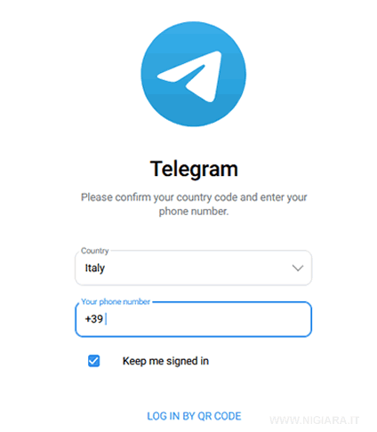 accedere a Telegram web tramite SMS