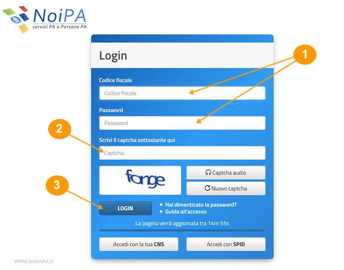 la pagina di accesso su NoiPA ( ex StipendiPA )