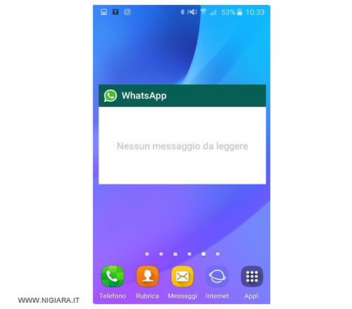 il widget di Whatsapp è visibile su Android