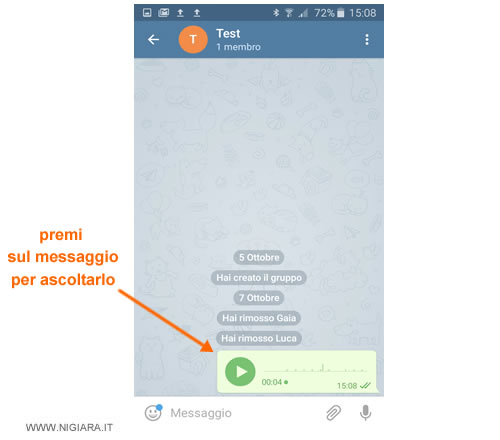come si ascolta un messaggio vocale su Telegram