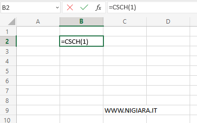 digita =CSCH(1)