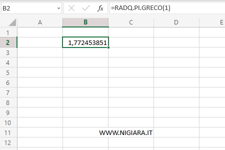 il risultato della radice quadrata di pi greco è 1,772453851