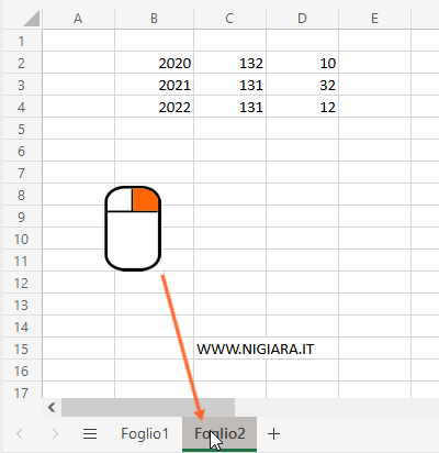 clicca con il pulsante destro del mouse su una scheda Excel