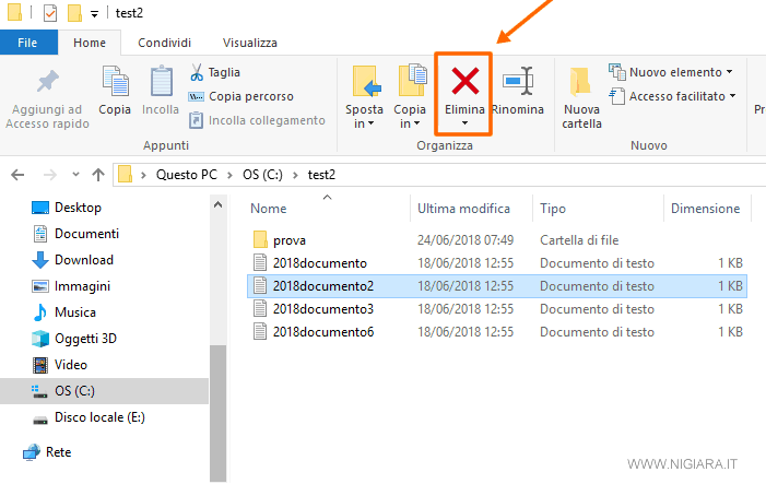 come eliminare un file su Windows