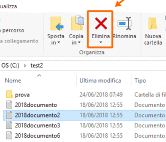 l'icona della cancellazione file su Windows