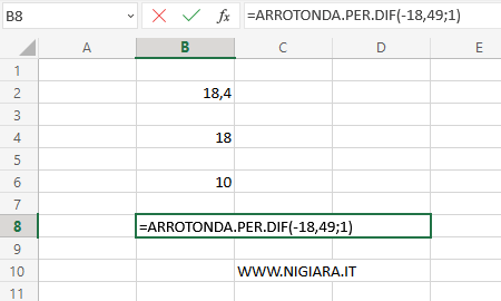 digita =ARROTONDA.PER.DIF(-18,49;1)