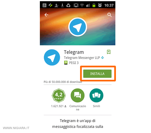 come fare l'installazione di Telegram su Android