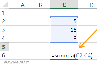come fare la somma con Excel tramite la funzione Somma()