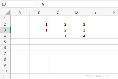 come scrivere una matrice in Excel