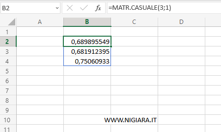 digita =MATR.CASUALE(3;1) 