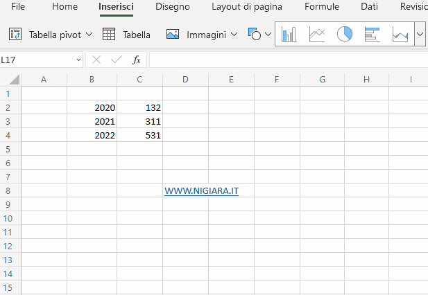 inserisci una nuova colonna su Excel