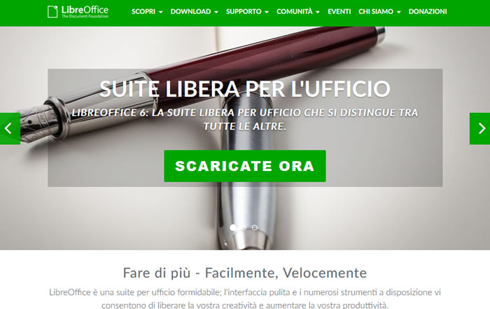 il sito ufficiale di Libre Office