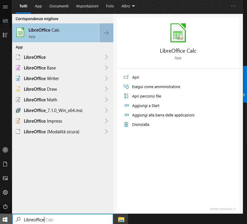 La suite di LibreOffice è installata sul PC