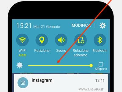 la barra della luminosità del display su Android