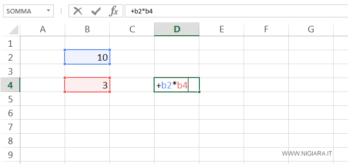 come moltiplicare due celle su Excel