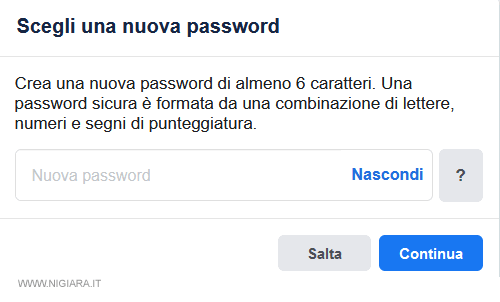 digita la nuova password