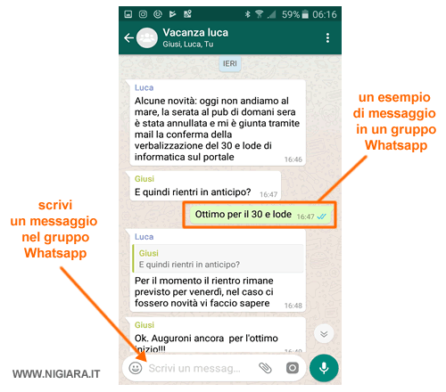 come scrivere un messaggio in un gruppo su Whatsapp