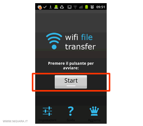 avvia l'applicazione WiFi File Transfer