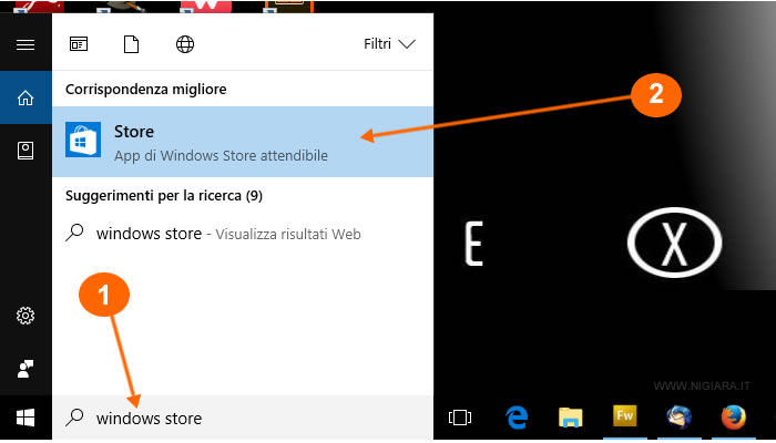lancia l'applicazione Store di Windows 10