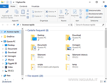 una schermata di Esplora File su Windows 10