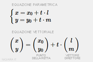 la formula dell'equazione parametrica e vettoriale della retta