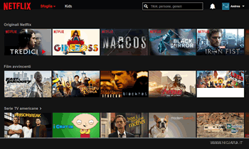 la home page di Netflix per gli utenti iscritti