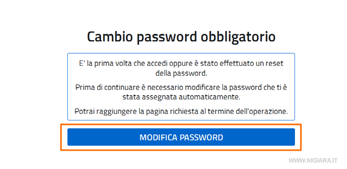 cliccare su Modifica Password
