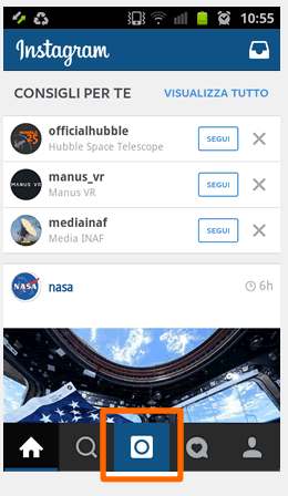 una schermata di esempio di Instagram sul telefono cellulare smartphone