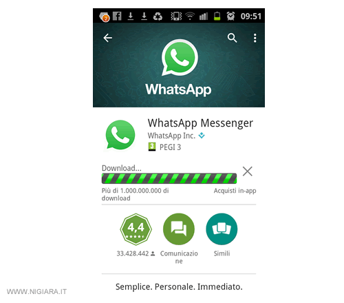 il download dell'app Whatsapp sul tuo telefono smartphone Android