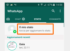 la nuova funzione di aggiornamento di stato su Whatsapp
