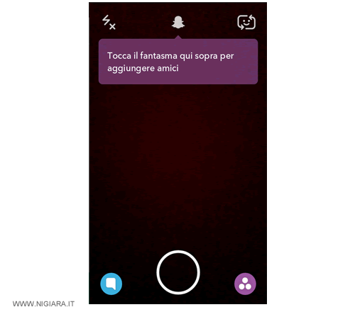 la schermata iniziale di Snapchat