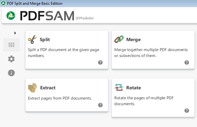 la schermata iniziale di PDFSAM